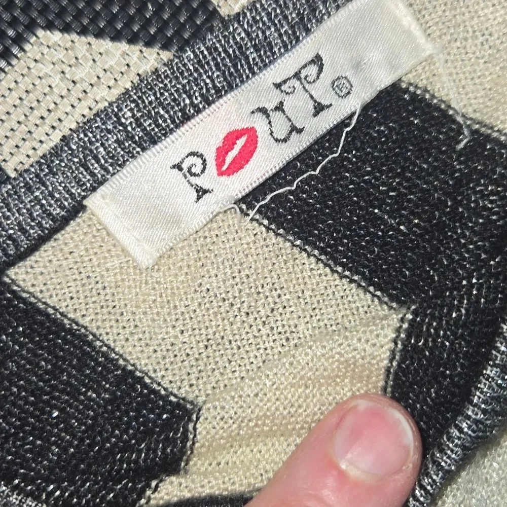 Pout Glitter Stripe V-Neck Tee - Silver & Black